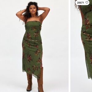 UP Samara Mesh Strapless Midi Dress